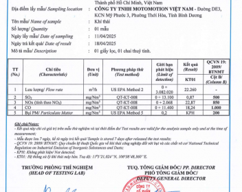 HỆ THỐNG XỬ LÝ KHÍ THẢI MOTOMOTION ĐẠT CHUẨN ĐÃ ĐƯỢC CẤP PHÉP MÔI TRƯỜNG